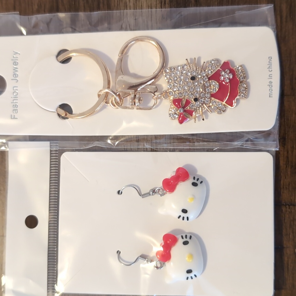Hello kitty fashion keychain, earrings
